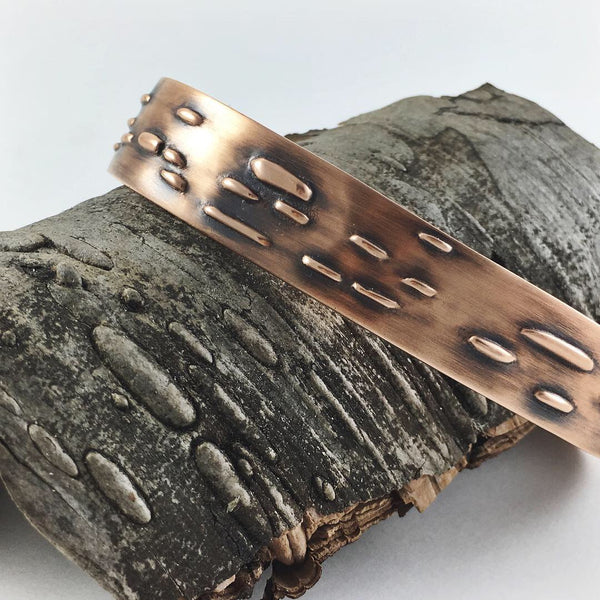 Pink Silver Birch Bark Bracelet