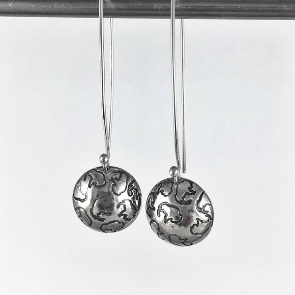 Silver Bison Drop Earrings