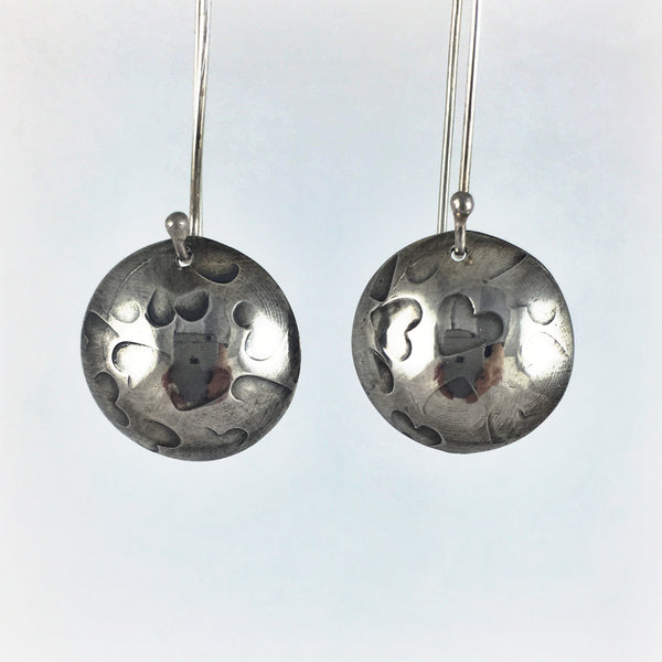 Silver Hearts Drop Earrings