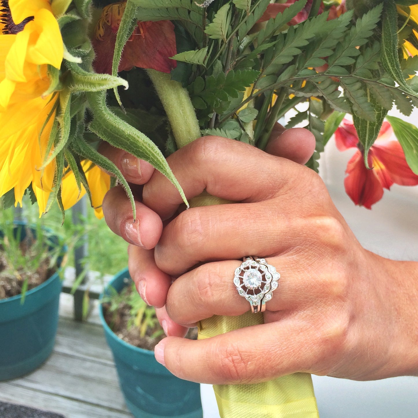 Scalloped diamond wedding band - white gold